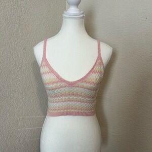 Wild Fable Pink Striped Crop Top